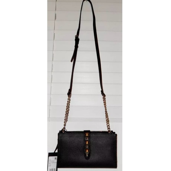 $178 REBECCA MINKOFF Black Leather Multi Studded Wallet Purse Crossbody NWT - Picture 10 of 16